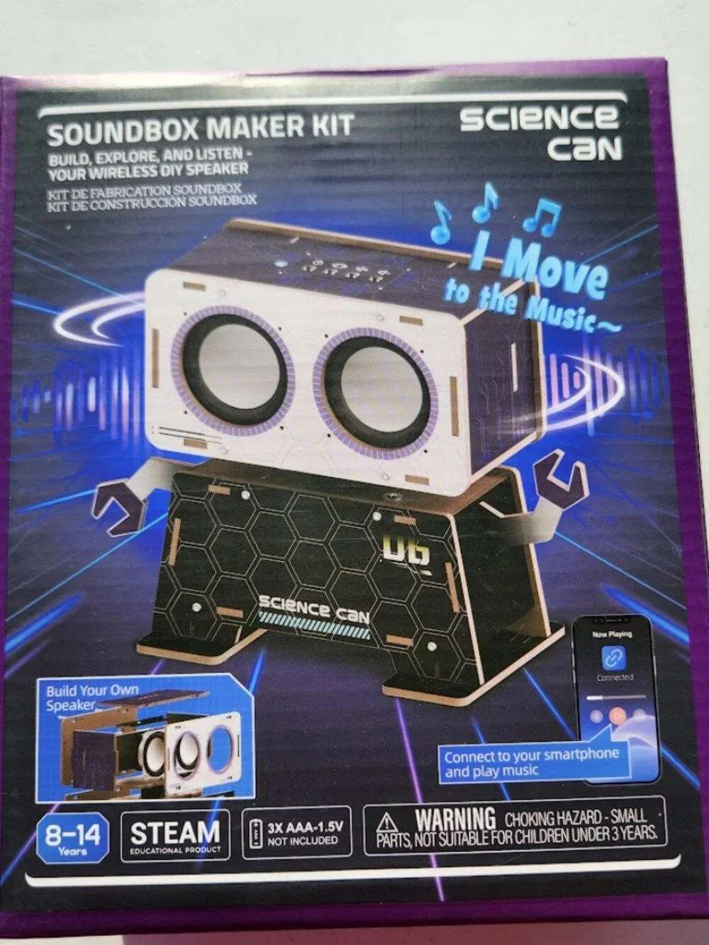 NEW Science STEM Toy DIY Bluetooth Speaker Kit Robot Electronic Set Wooden Puzzl